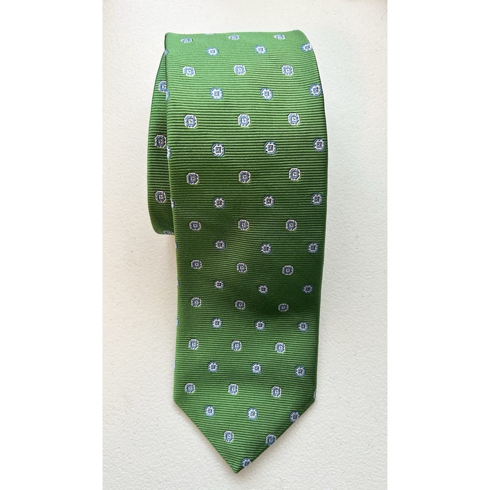 Brooks Brothers 346 Green Geometric Silk Tie Old Money Preppy Career New